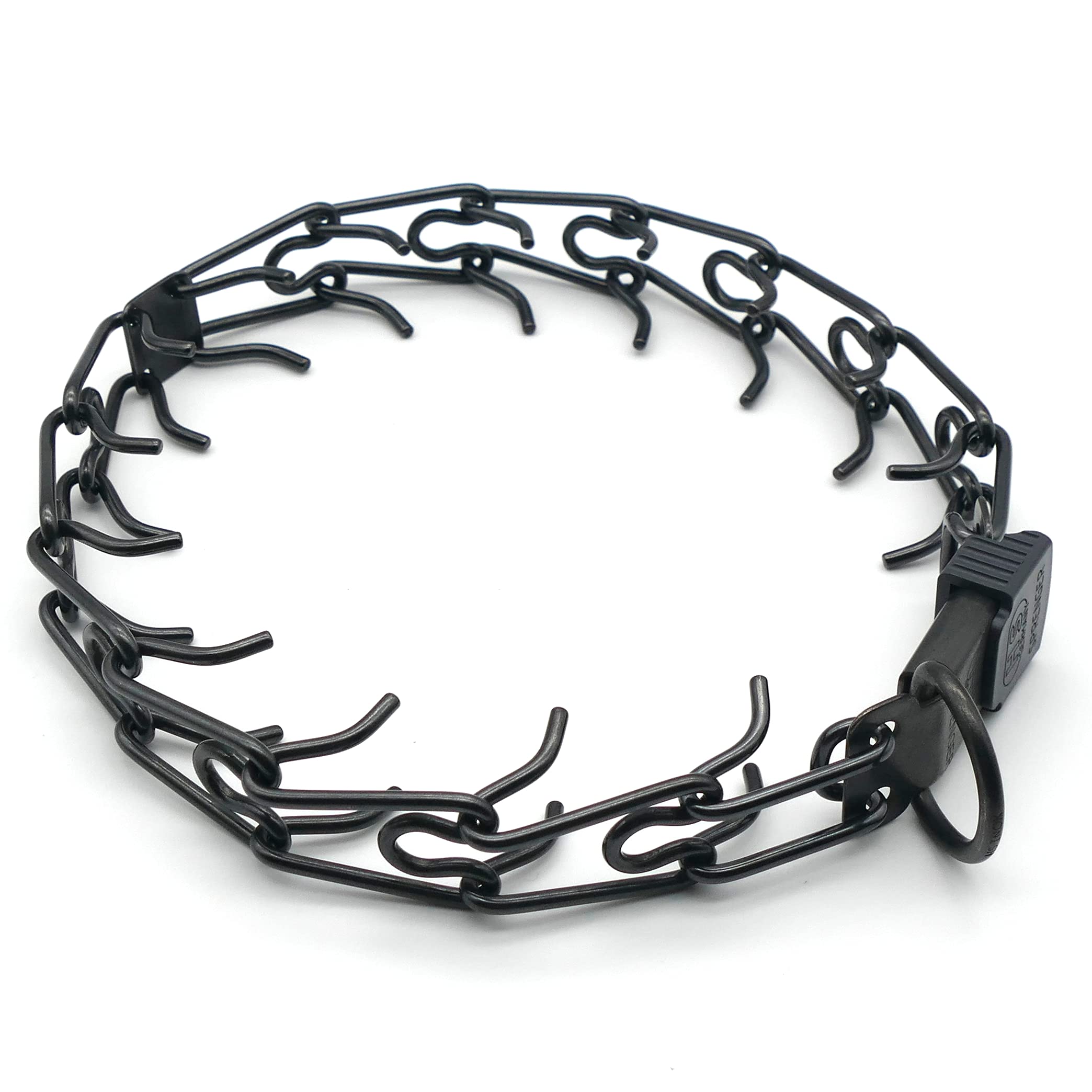 Collar Herm Sprenger pinchos negro con plato central y presión uniforme.