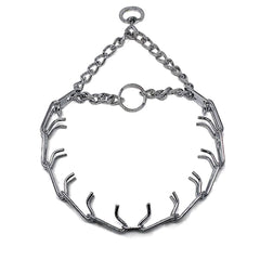 Collar de púas Herm Sprenger, vista frontal, facilita control suave durante paseos y entrenamiento.