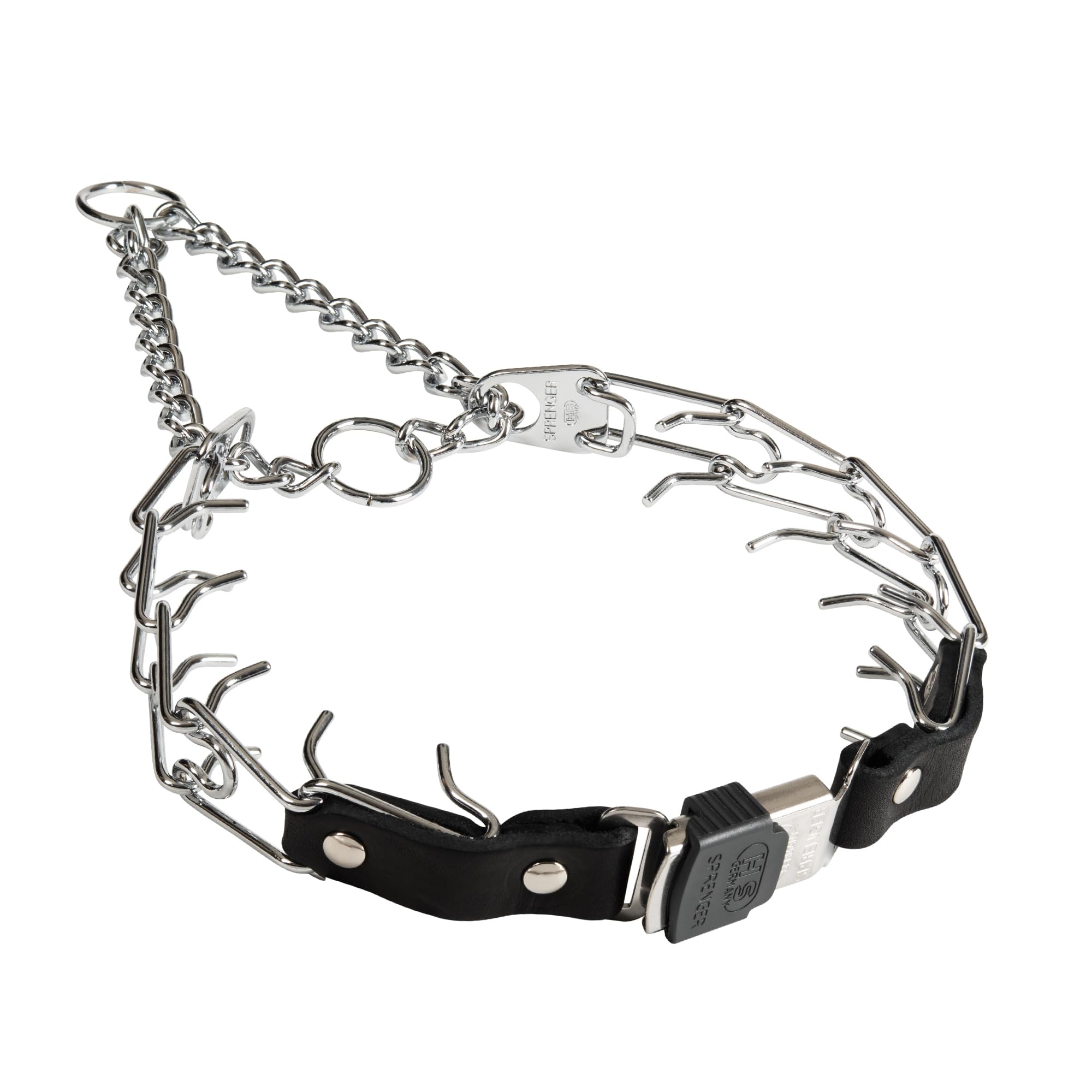 Collar de púas Herm Sprenger con cliclock para paseos sin enredos.