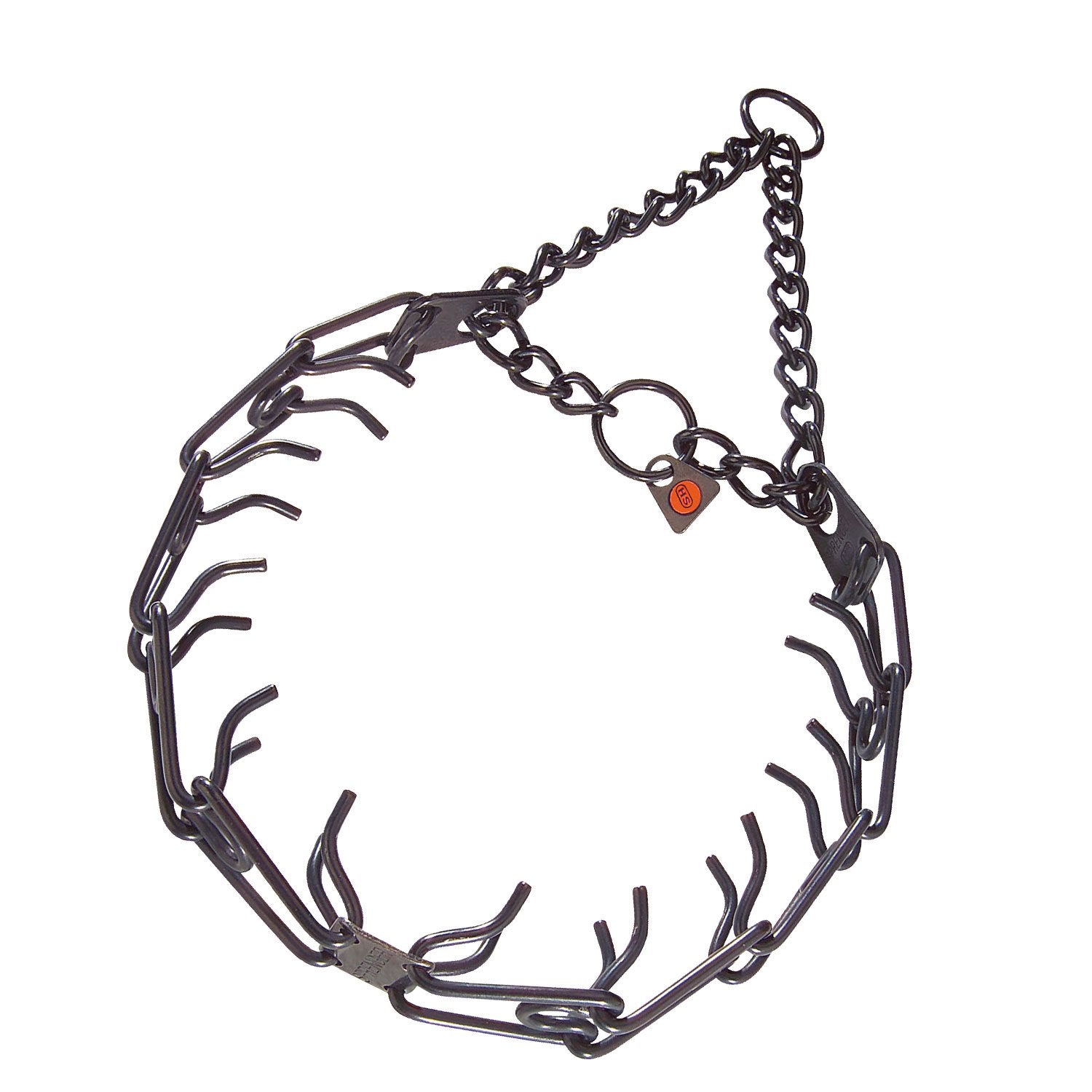 Collar prong Herm Sprenger negro 3,2 mm para perros, ajuste cómodo durante el entrenamiento.