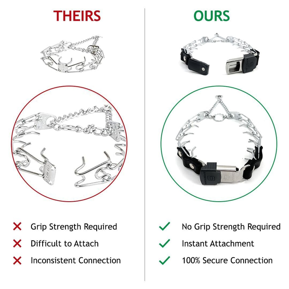 Collar de púas de acero cromado Herm Sprenger para alta durabilidad en entrenamiento.