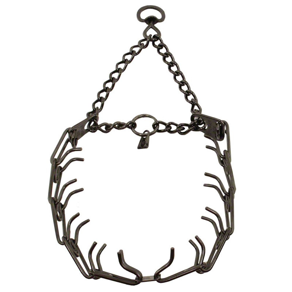 Collar de púas Herm Sprenger negro de acero inoxidable para entrenamiento controlado.