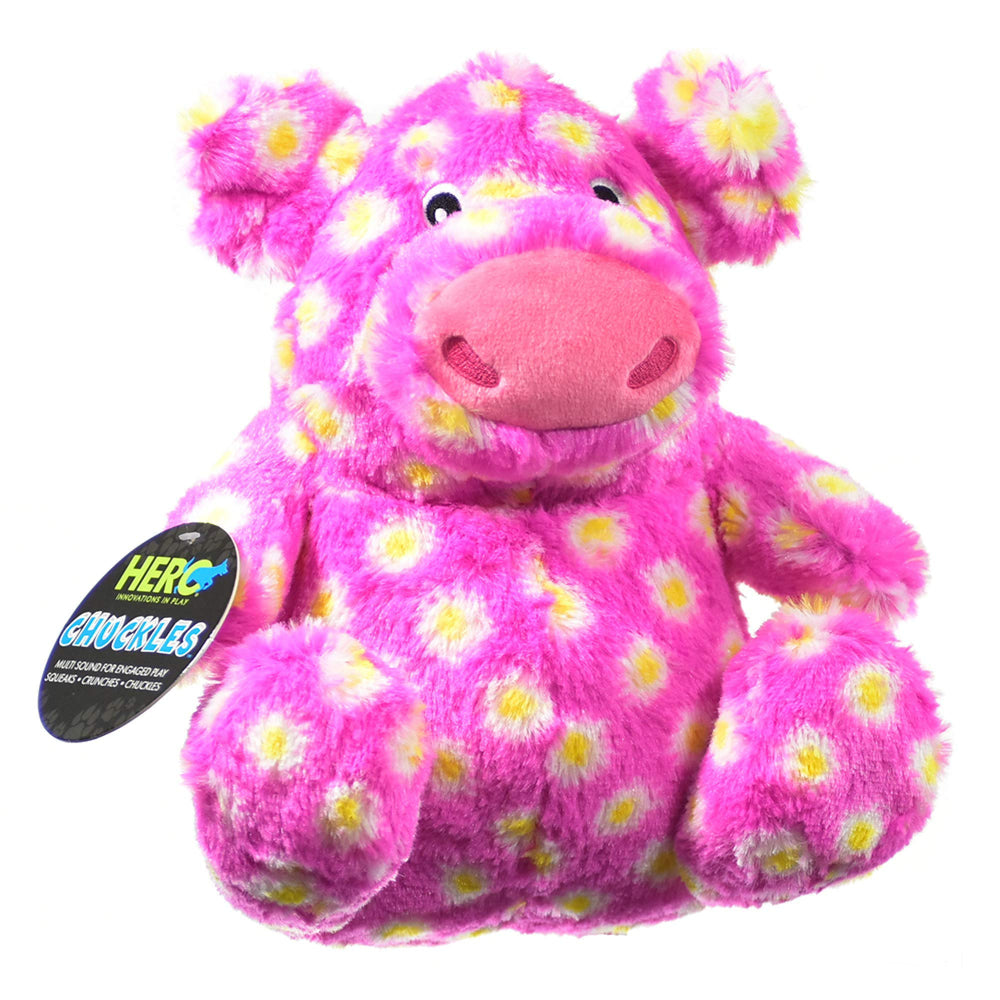 Hero Chuckles cerdito lunares: juguete duradero con chirrido para perros.