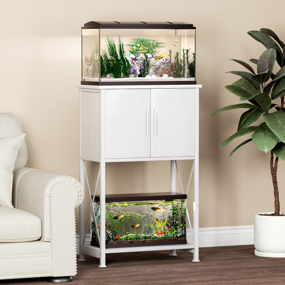 Herture: estante inferior con almacenamiento para accesorios de acuario.