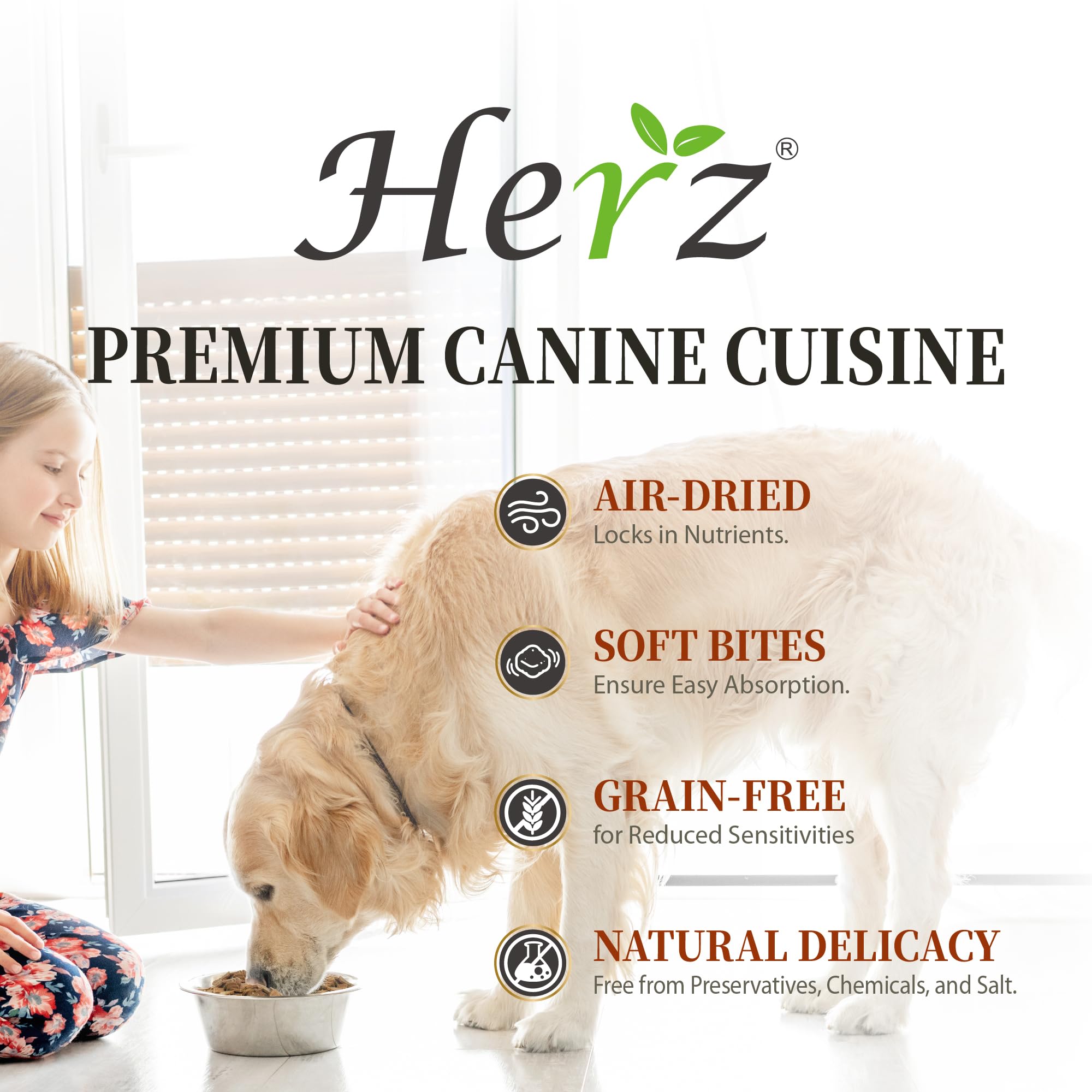 Herz Sin Granos para Perros, ideal para una nutrición limpia y fácil de digerir.