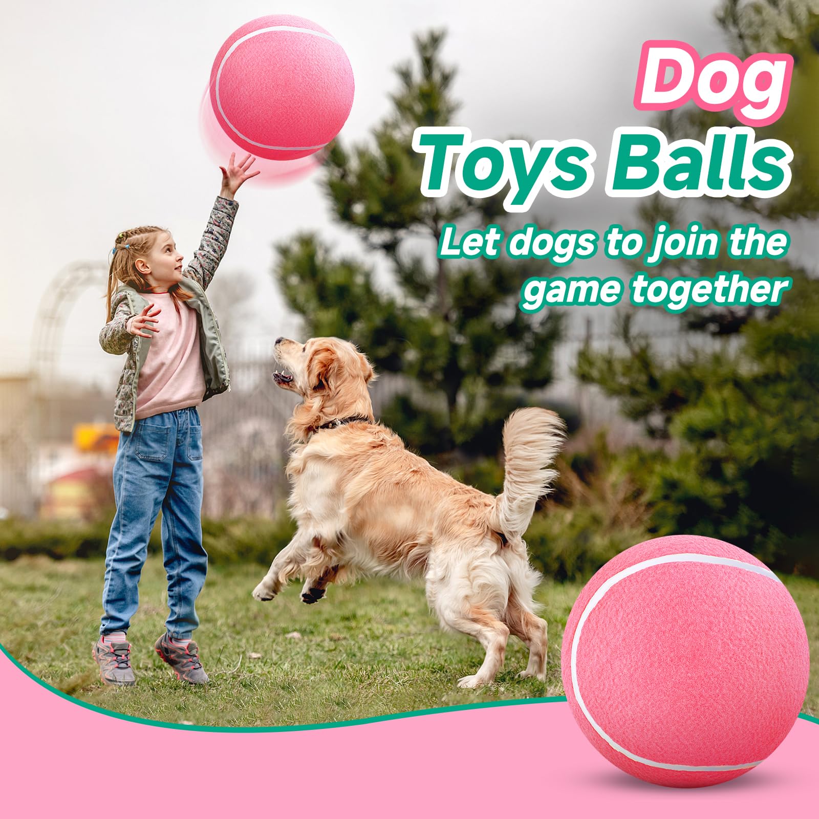 HETOO balon tenis para perros rosa, perfecto para sesiones de entrenamiento al exterior