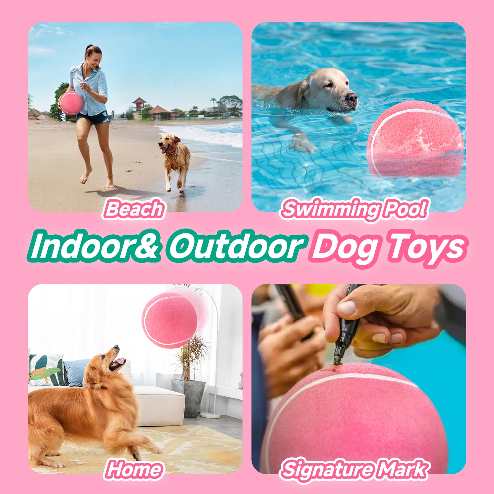 HETOO regalo perfecto para perros, balon tenis rosa para fiestas