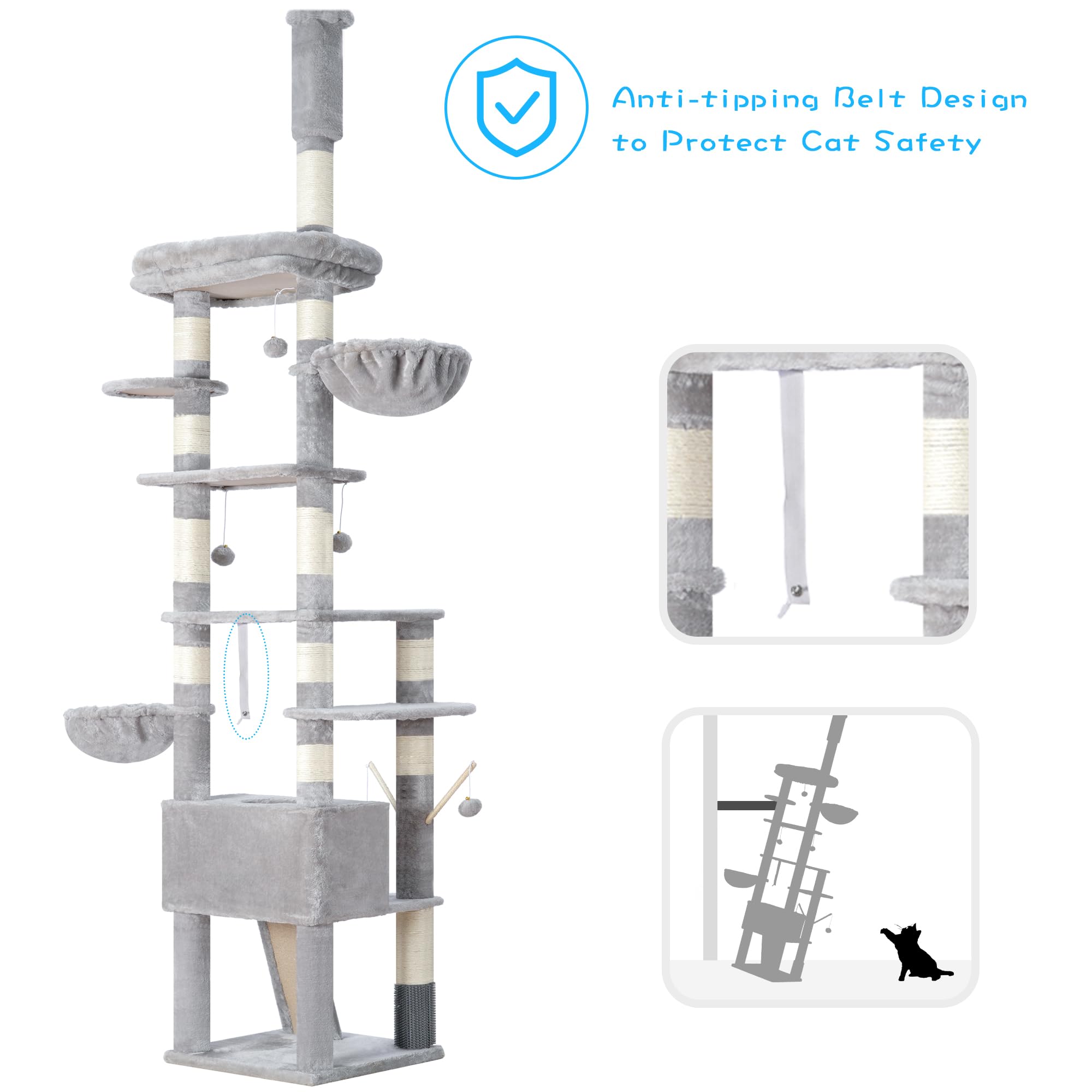 Hey-brother altura-ajustable-techo 98-110 pulgadas para gatos grandes