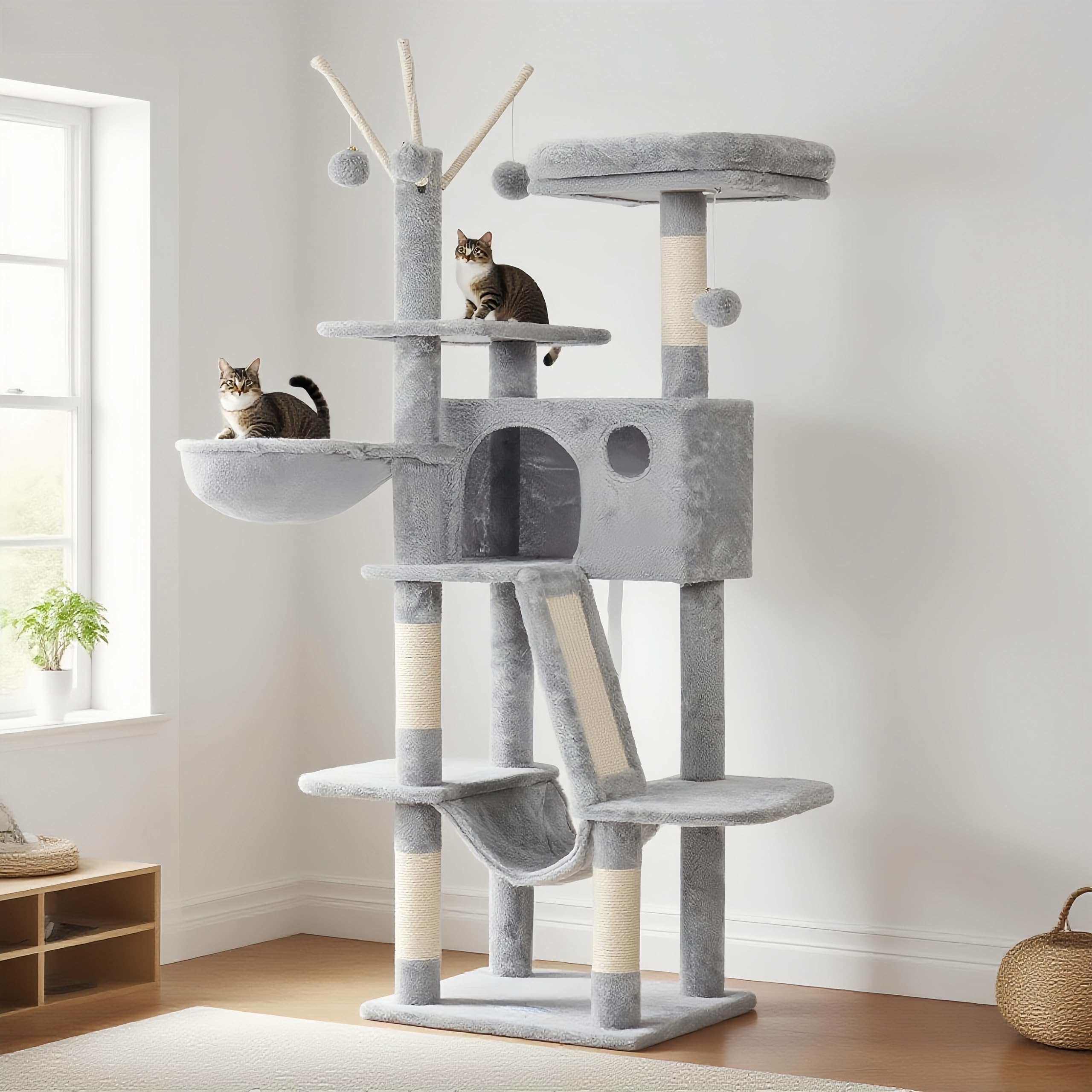 Hey-brother arbol-gato 53 pulgadas torre interior: perfecto para trepar y descansar