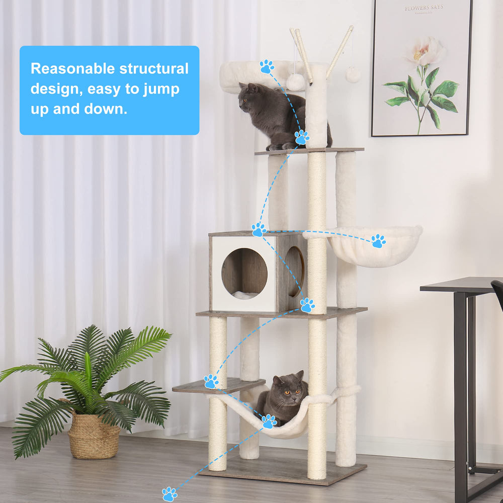 Hey-brother árbol-gato-madera cojin plataforma acolchada: descanso cómodo para gatos