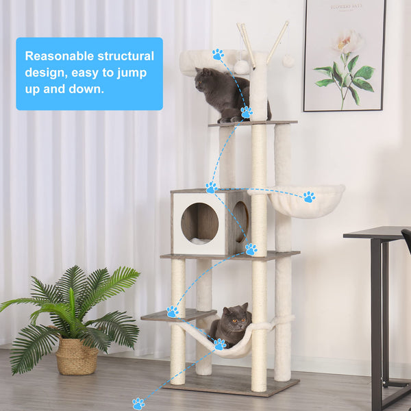 Hey-brother árbol-gato-madera cojin plataforma acolchada: descanso cómodo para gatos