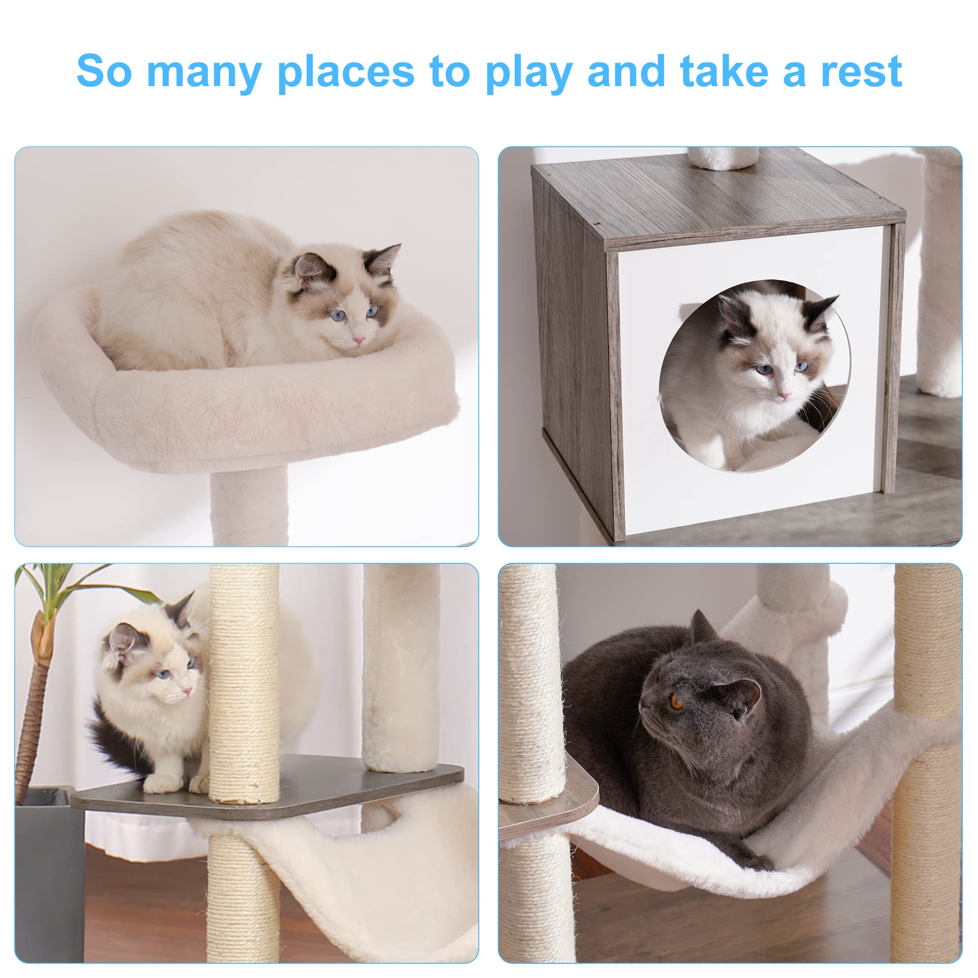 Hey-brother árbol-gato-madera diseño moderno gris rústico: estilo discreto para el hogar