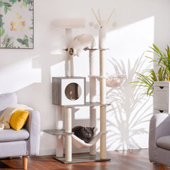 Hey-brother árbol-gato-madera hamaca bidireccional: descanso estable para gatos