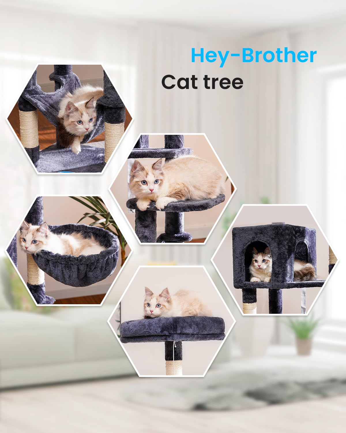 Hey-brother arbol para gatos, cesta suave para acurrucarse.