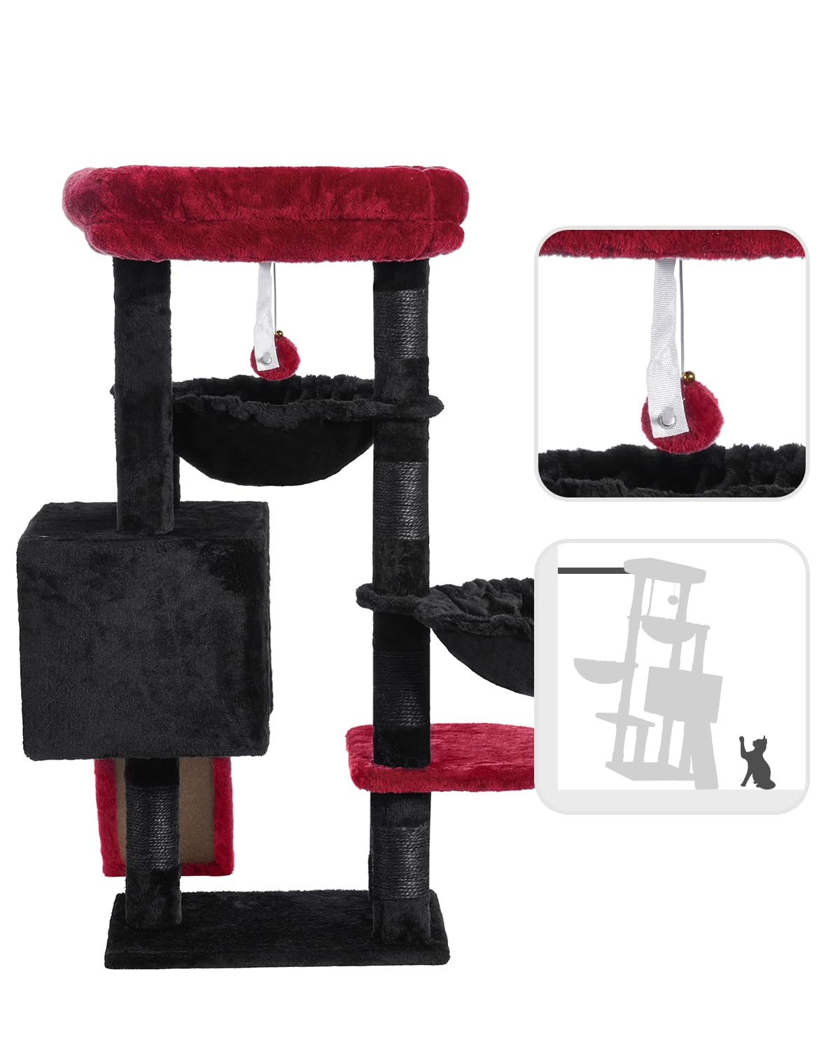 Hey-brother arbol-gatos gotico: bola de peluche para juego interactivo y estimulación.