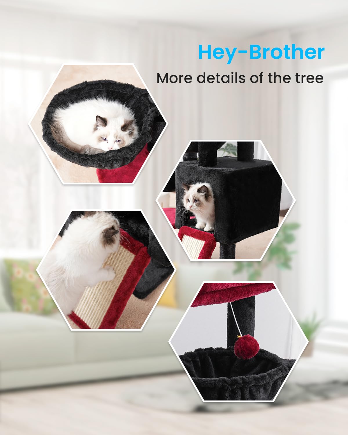 Hey-brother arbol-gatos gotico: postes robustos y base estable para juego seguro.