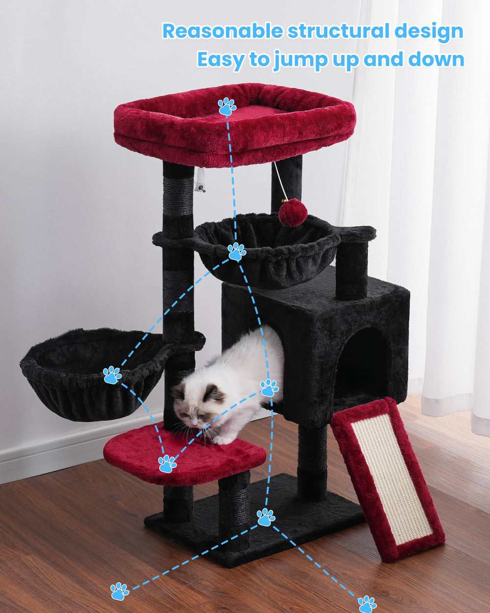 Hey-brother arbol-gatos gotico: rascador adicional y áreas de descanso para varios felinos.