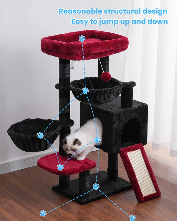 Hey-brother arbol-gatos gotico: rascador adicional y áreas de descanso para varios felinos.