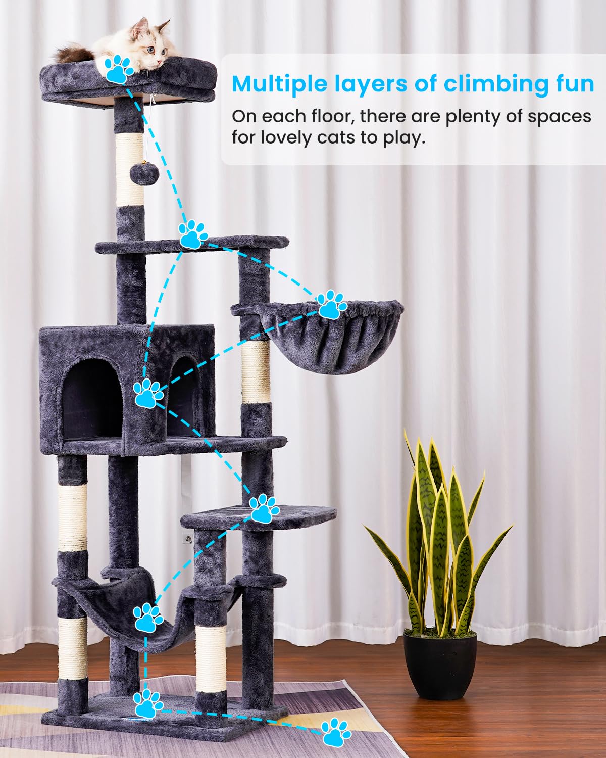Hey-brother arbol para gatos, postes sisal naturales para afilar uñas.