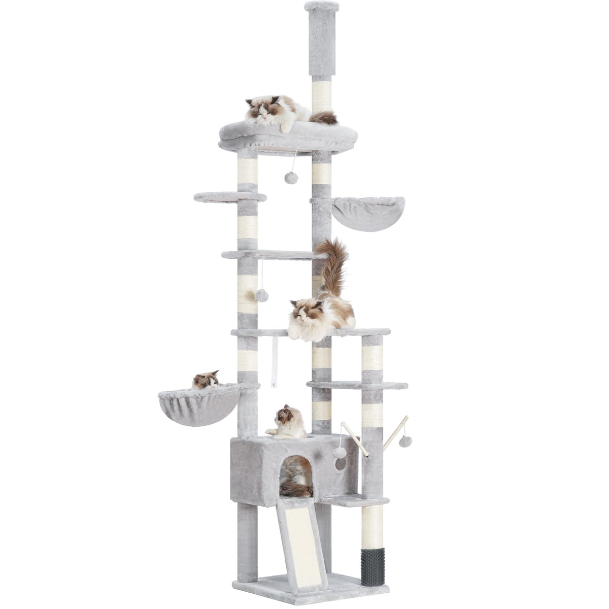Hey-brother arbol-gatos torre ajustable hasta techo para gatos grandes
