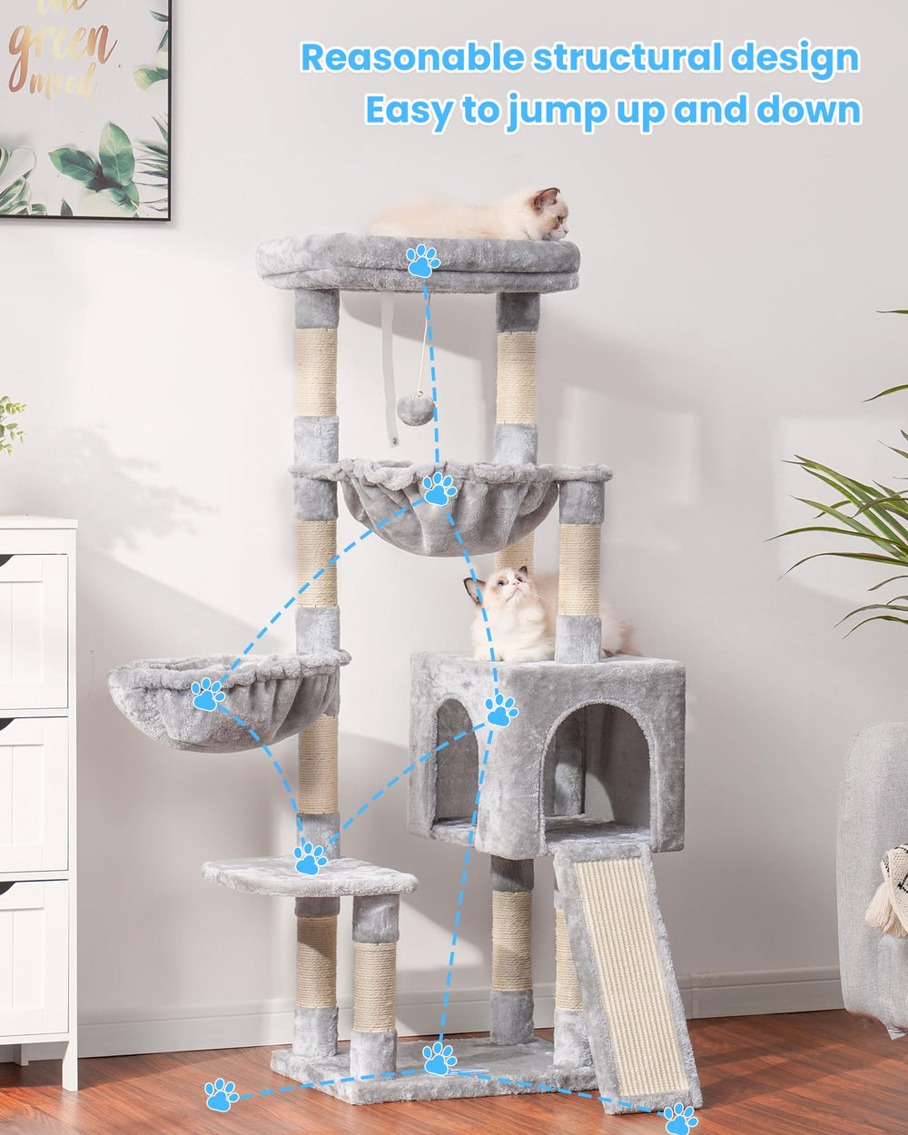 Hey-brother arbol-gatos torre interior dispositivo antivuelco para mayor seguridad.