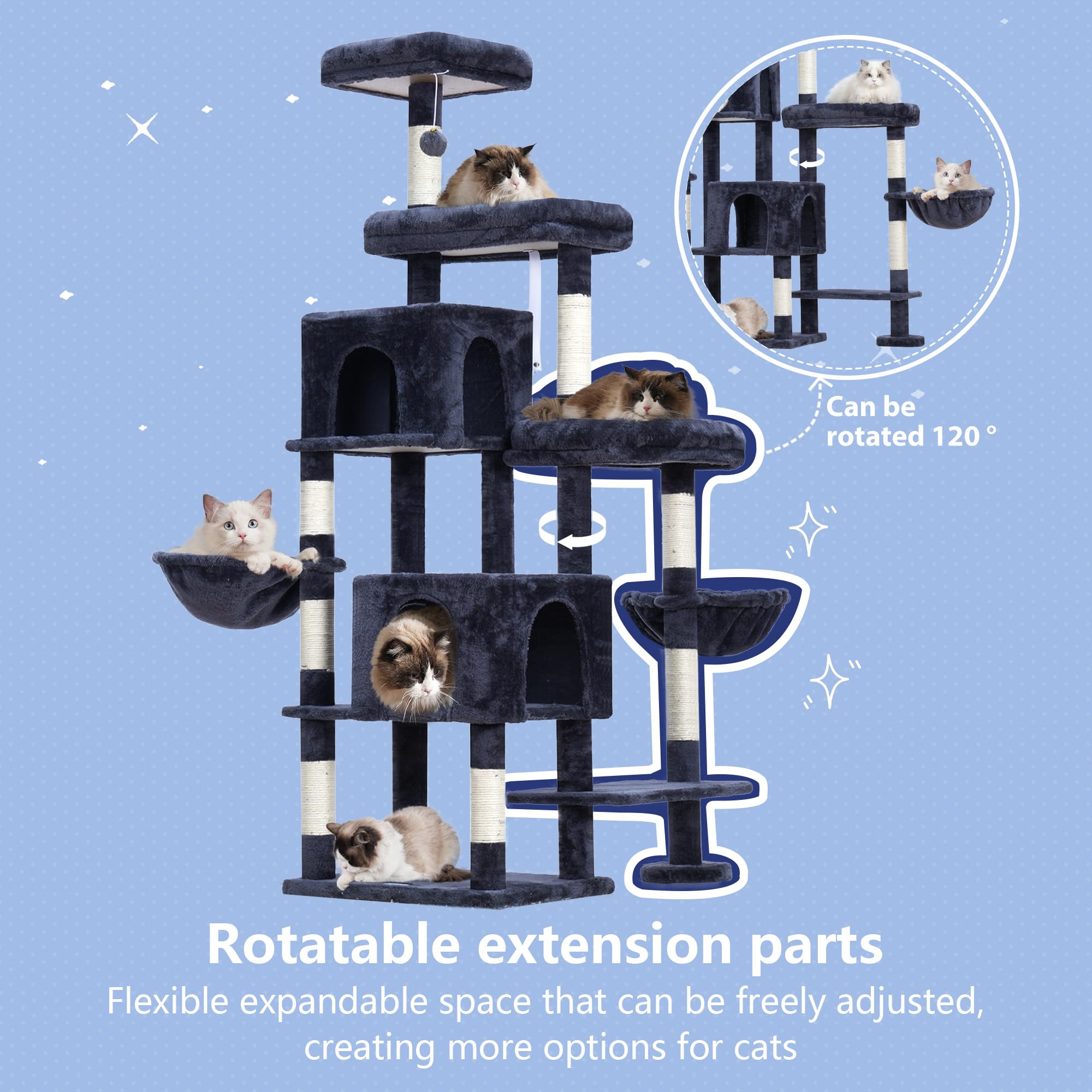 Hey-brother Cat Tree Tower camas extra grandes para gatos grandes y cómodos.