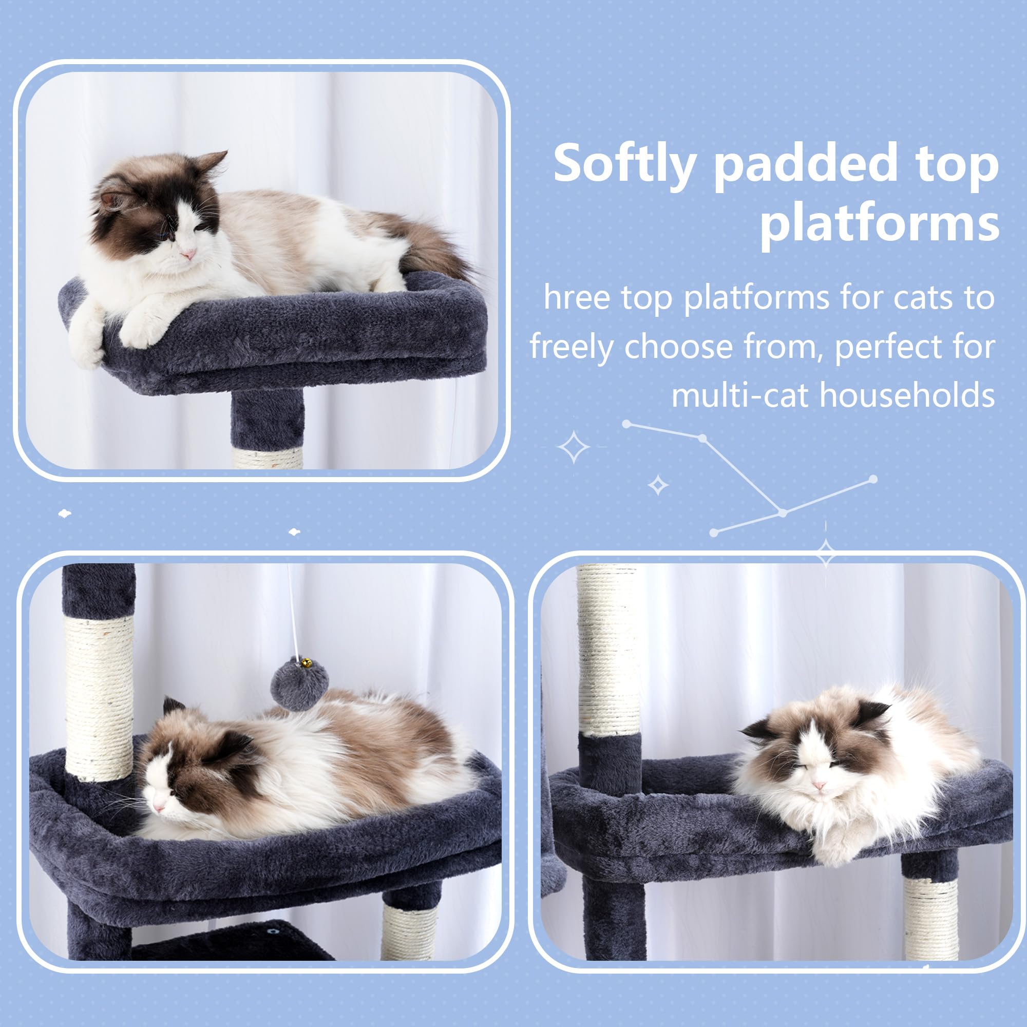 Hey-brother Cat Tree Tower condos amplios para descansar con privacidad.
