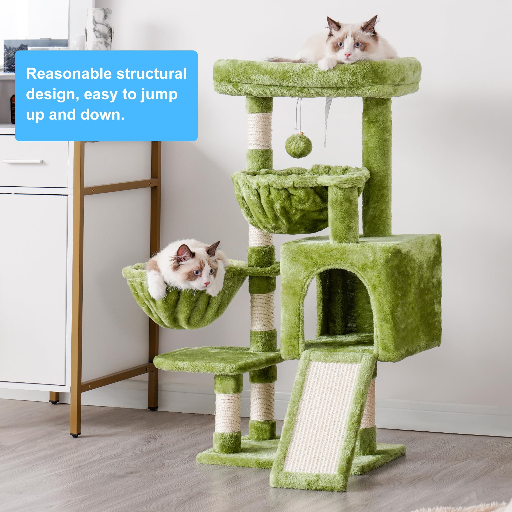 Hey-brother Cat Tree detalle panel-dorso, acabado resistente para uso diario.