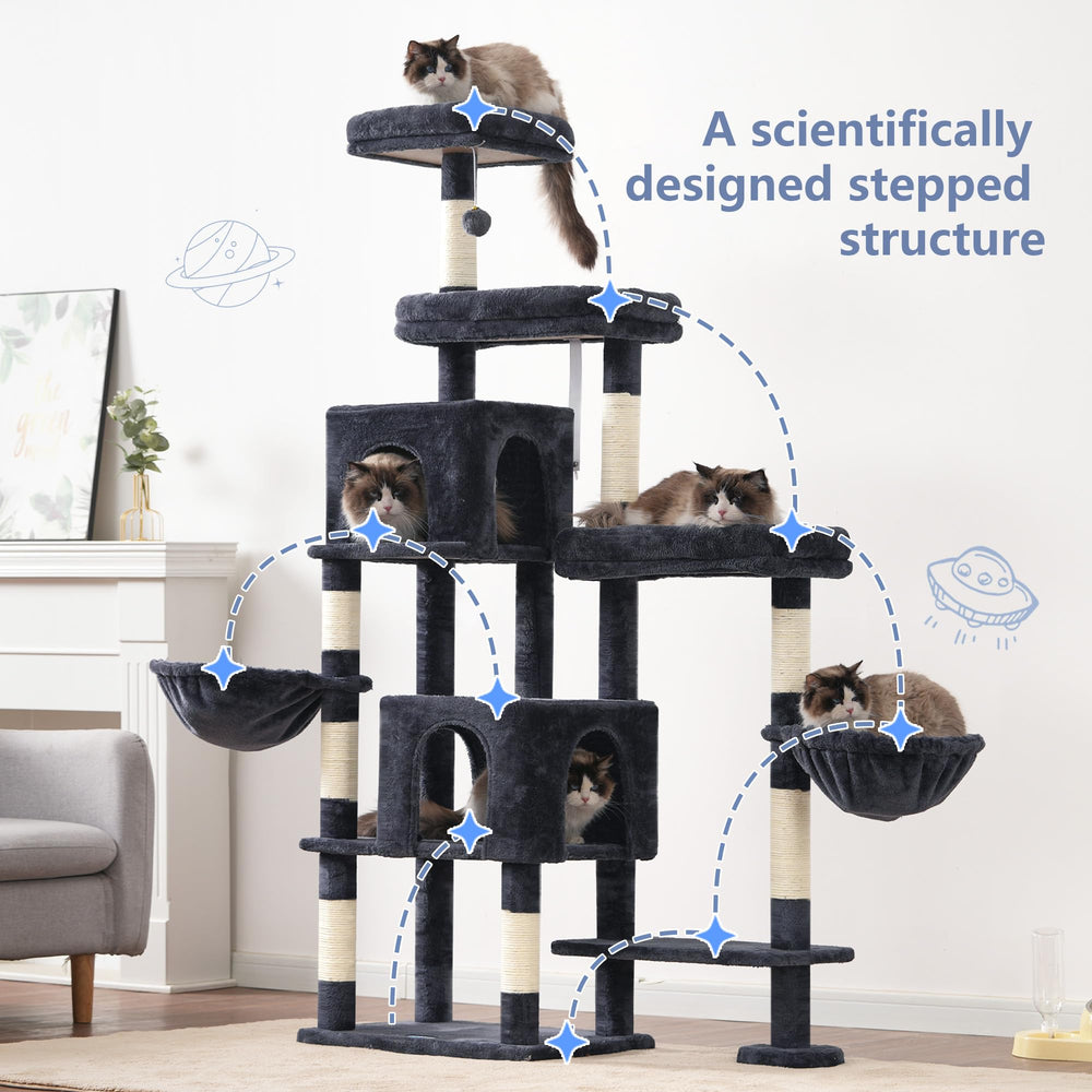 Hey-brother Cat Tree Tower diseño multinivel para gatos de todas las edades.