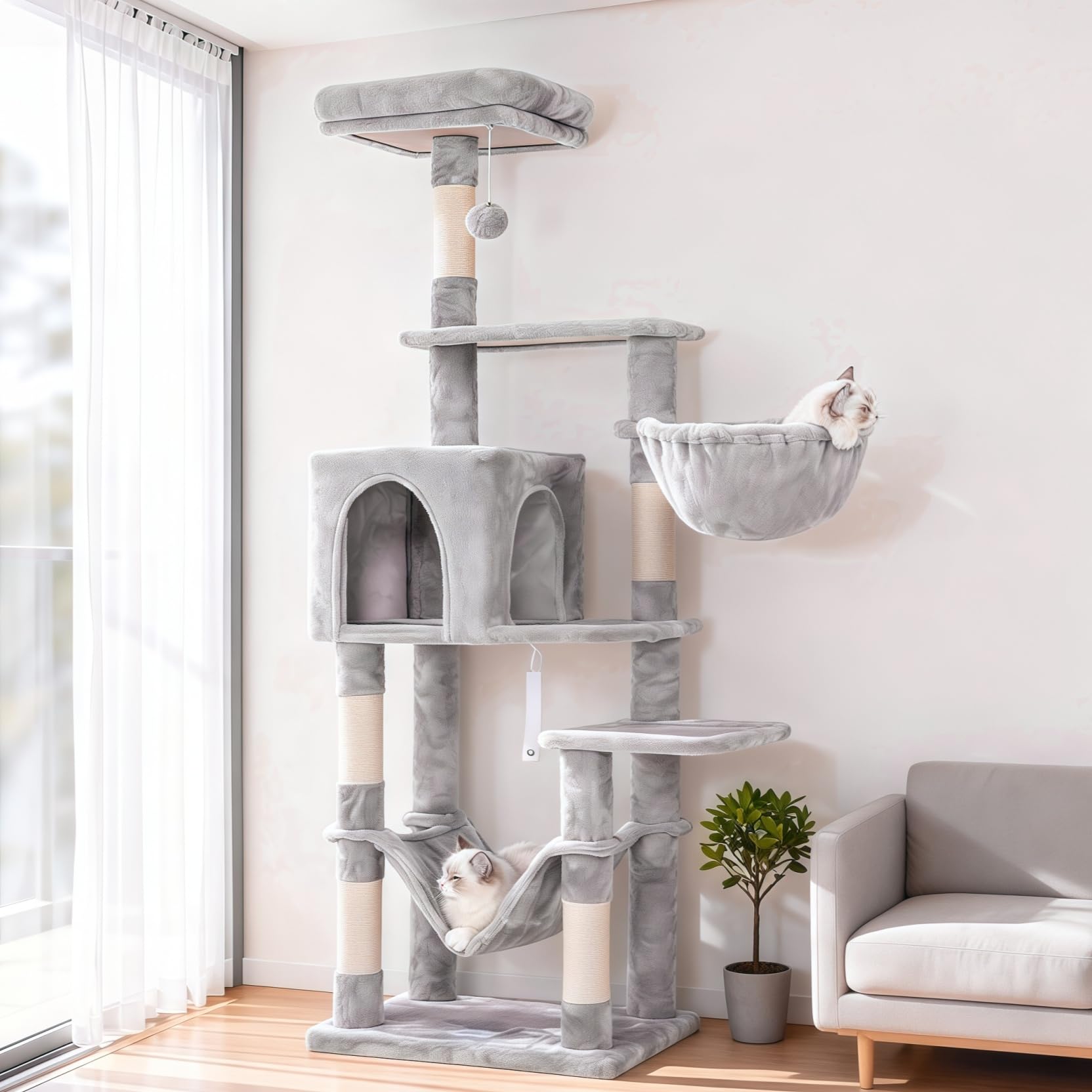 Hey-brother torre-gato varios-niveles: torre estable para gatos que estimula juego y descanso en casa.