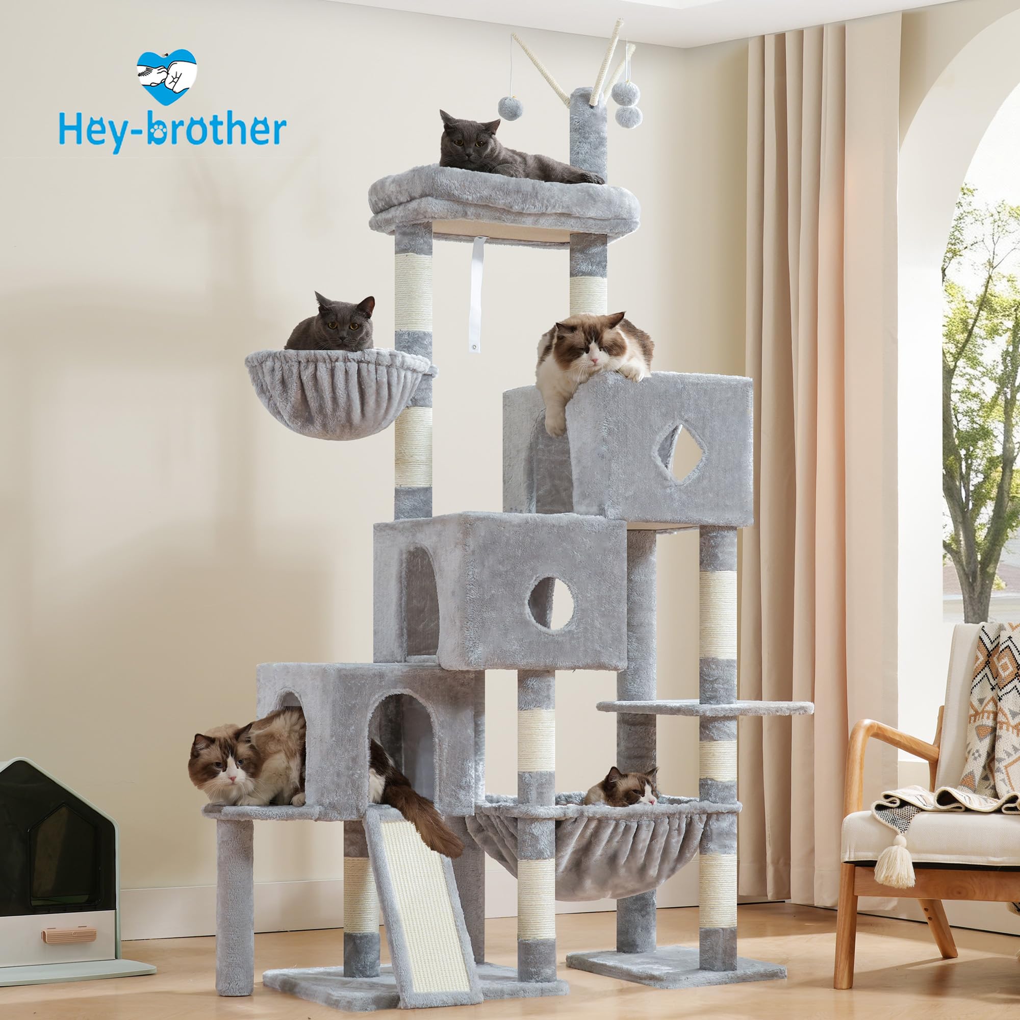 Hey-brother diseno-escalonado-torre-gatos: subida segura para gatos de todas las edades.
