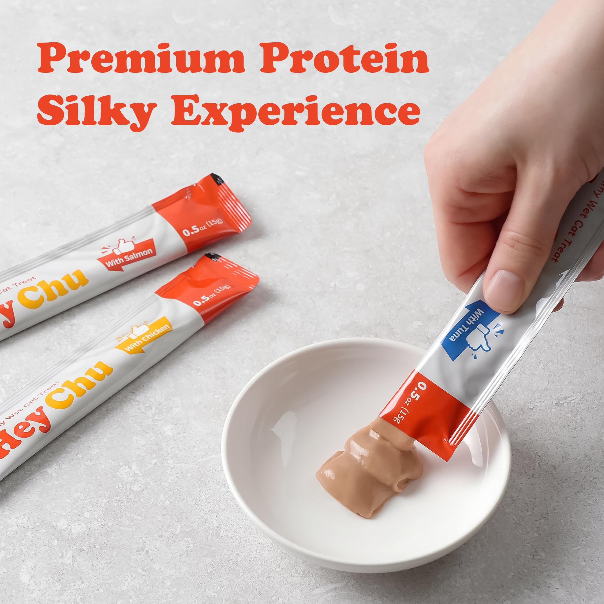 HEY CHU tubitos apretables de pollo, snack sin granos perfecto para hogares múltiples.