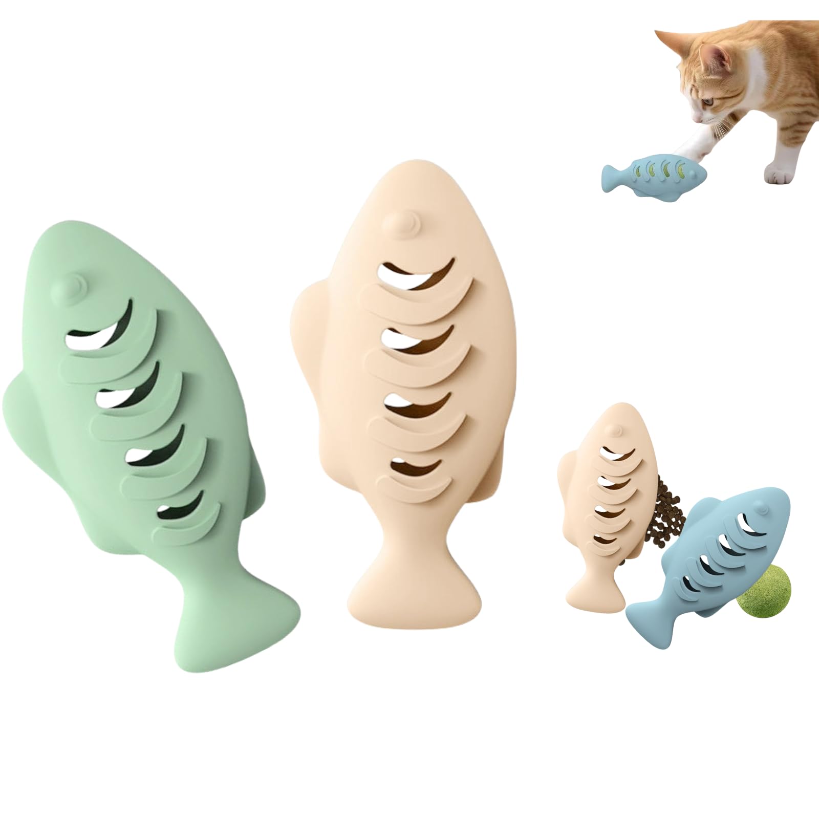 Hey Jumi: juguete de silicona con pez rosa-verde, ideal para masticar y jugar.