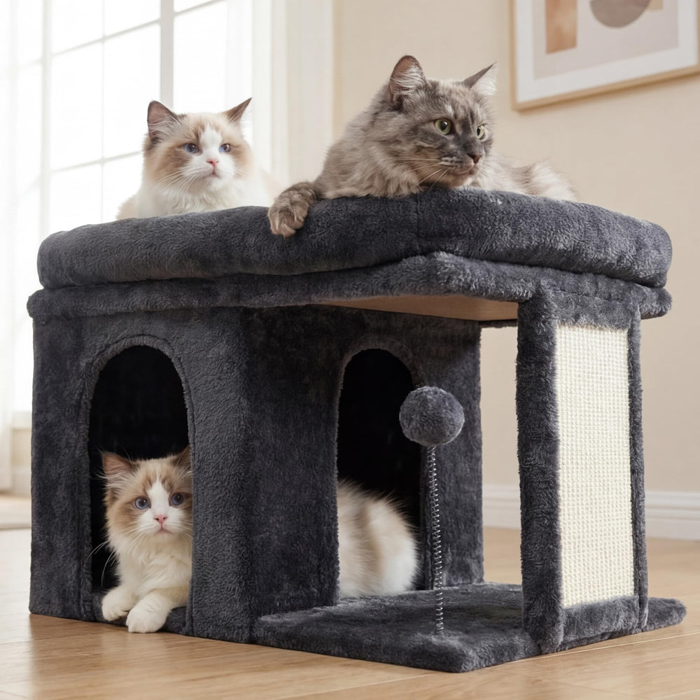 Heybly arbol gato 14p diseno compacto para espacios pequenos