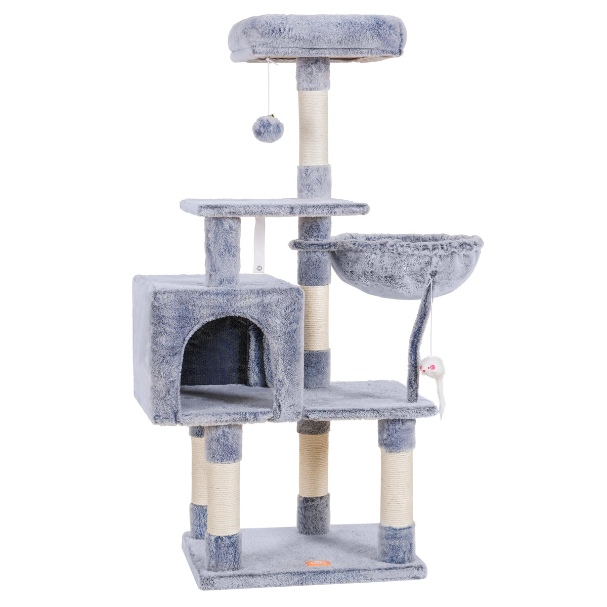 Heybly árbol gato con juguete para juego y descanso.