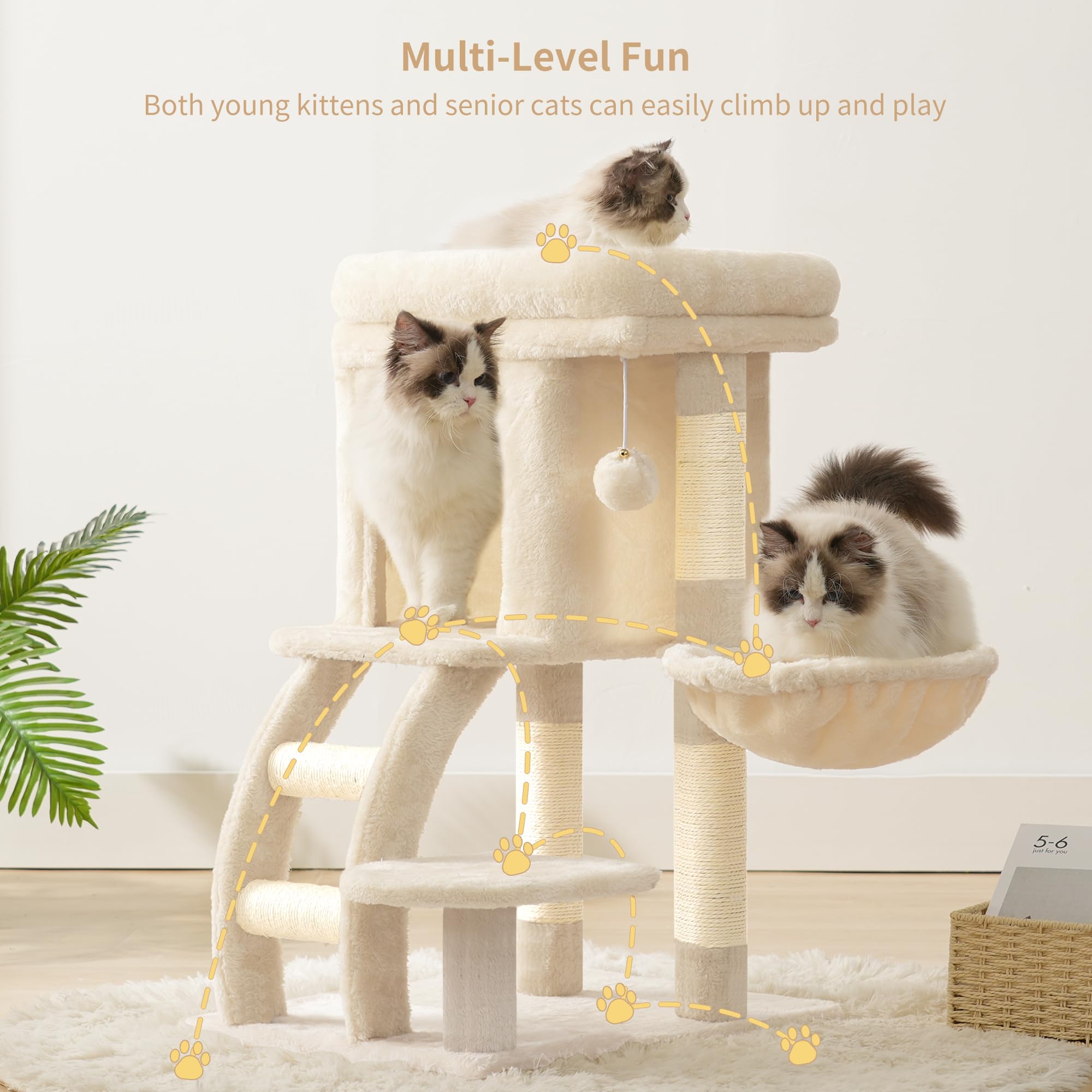 Heybly arbol gato plataforma acolchada: plataforma superior para descansar tras jugar.