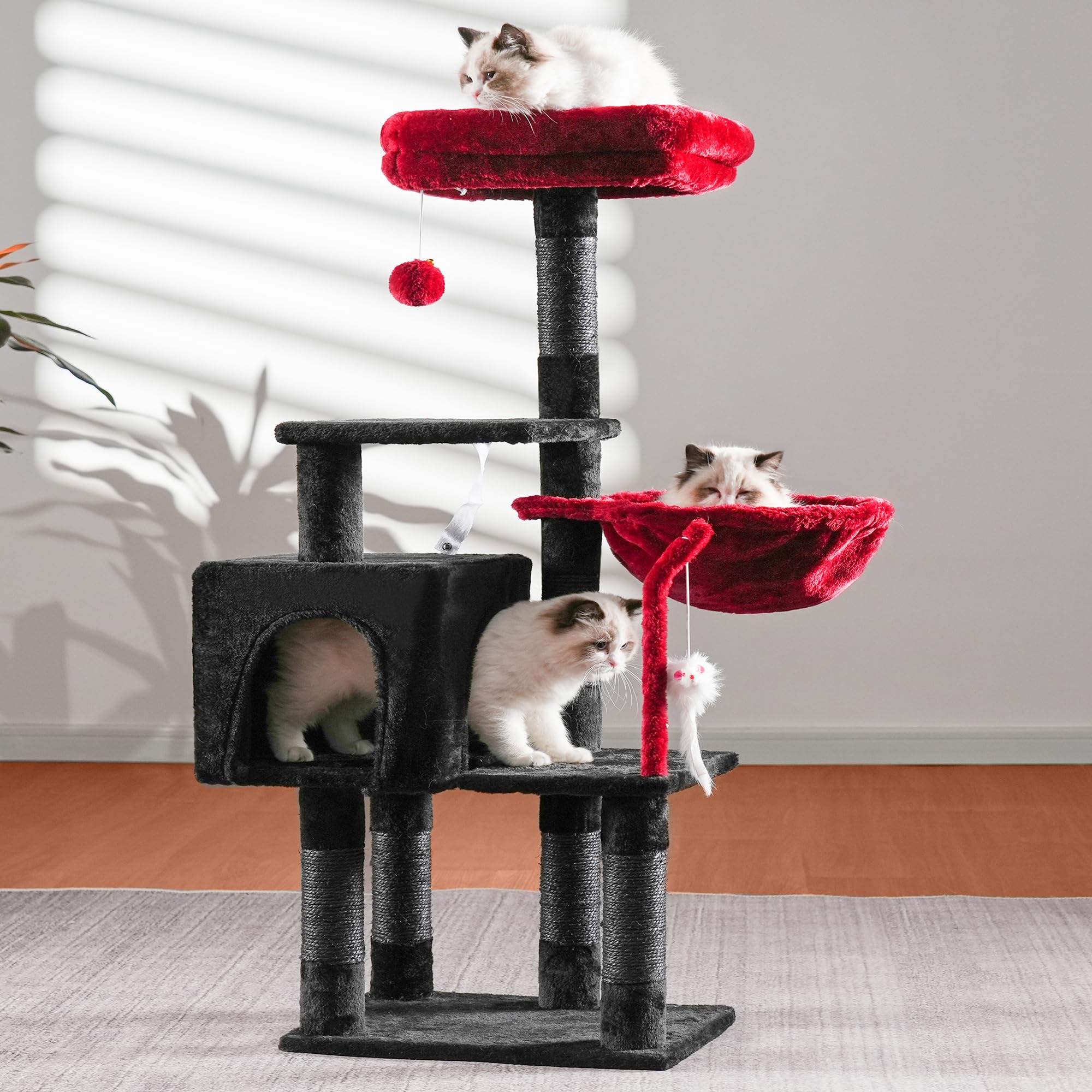 Heybly arbol-gato-plataforma-superior: plataforma acolchada para descanso cómodo.