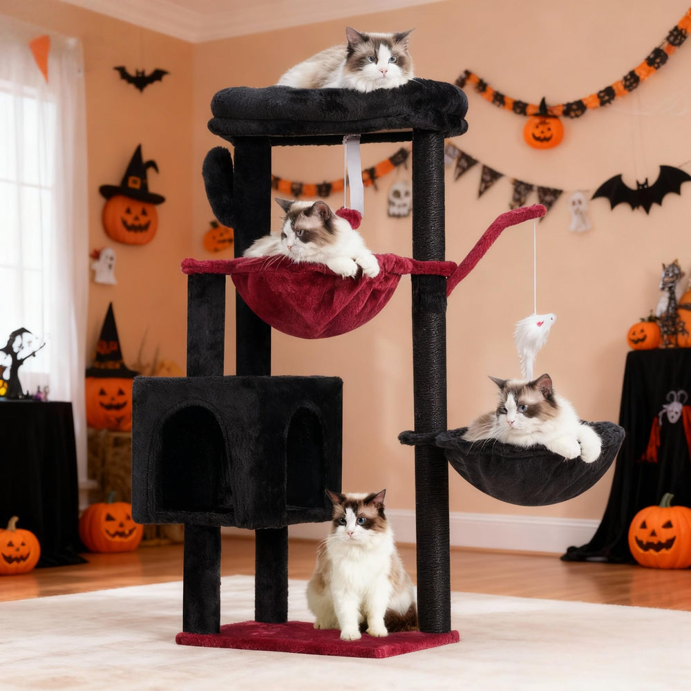 Heybly arbol de gatos torre gótica con cestas colgantes para juego y descanso