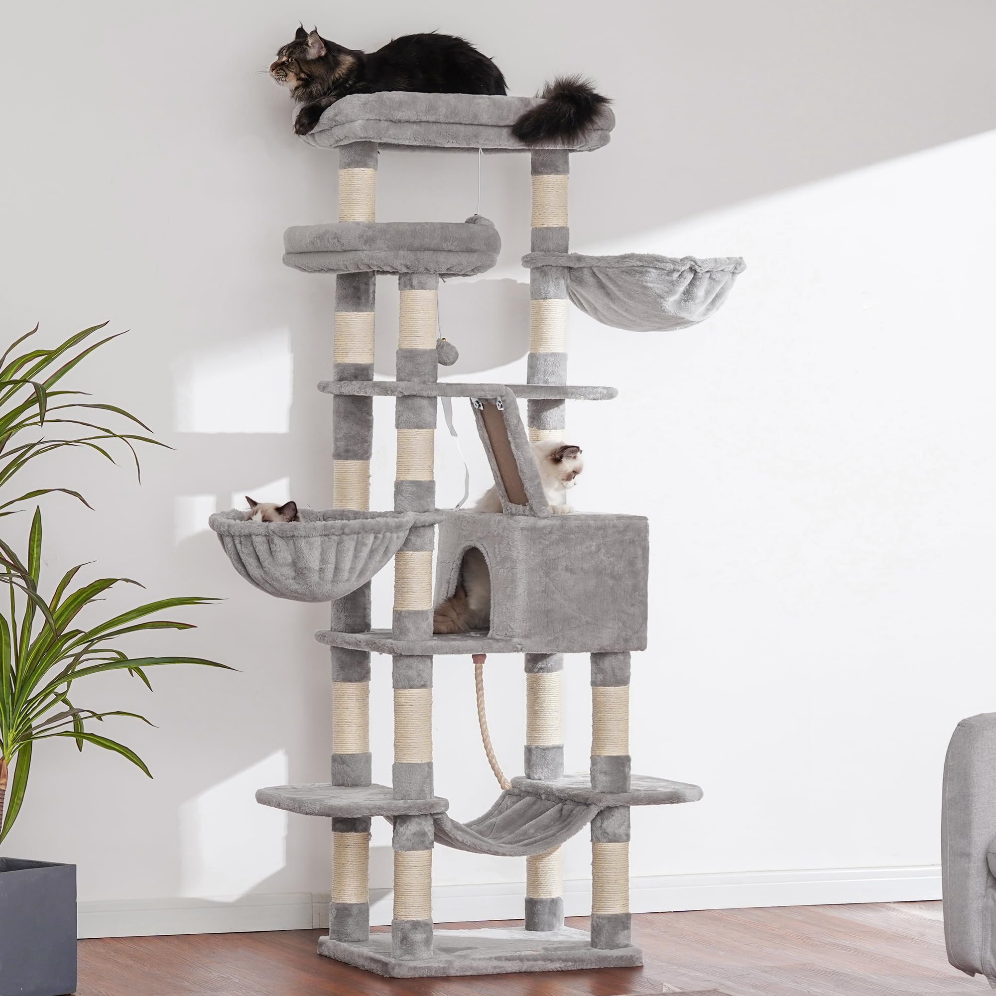 Heybly árbol para gatos 68 pulgadas, hamaca relajante para momentos de ocio.
