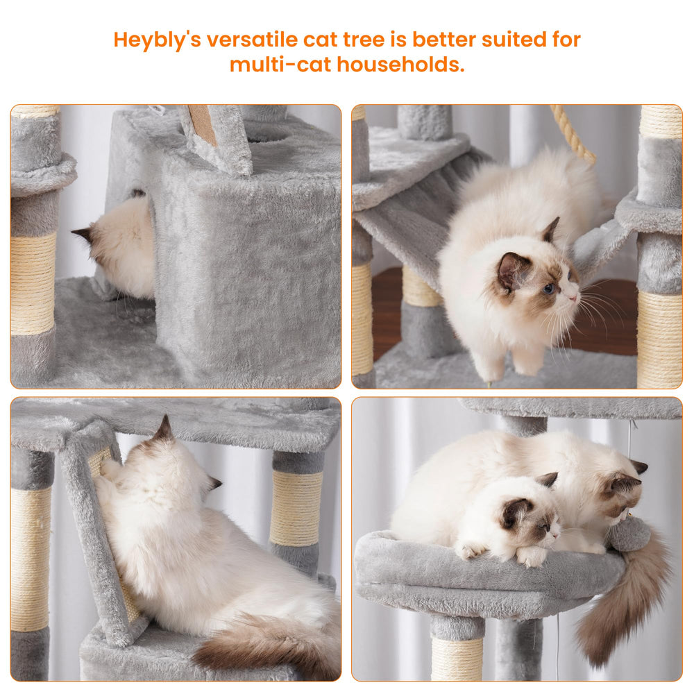 Heybly árbol para gatos 68 pulgadas, zonas de rascar con sisal para uñas sanas.