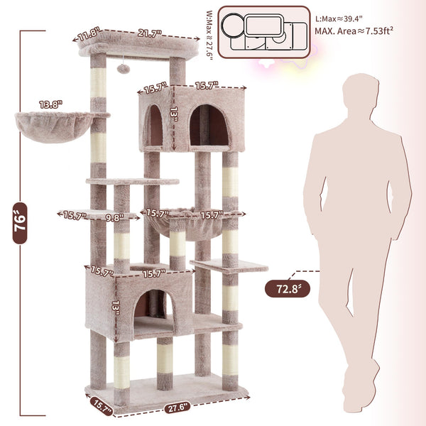 Heybly árbol-gatos base amplia 27,6 x 15,7 pulgadas, estabilidad durante juego