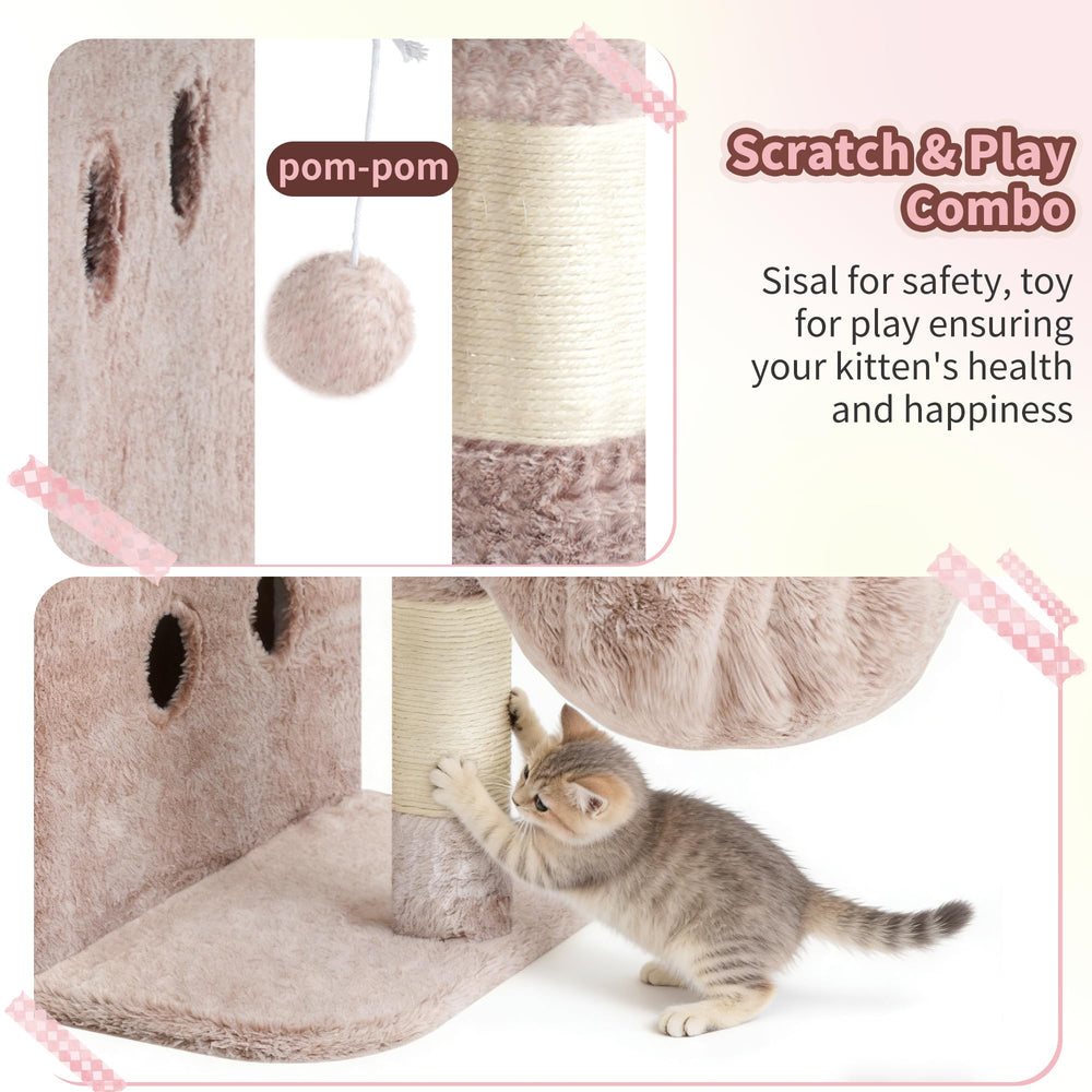 Heybly Arbol Gatos: Base amplia para mayor estabilidad en hogares activos.