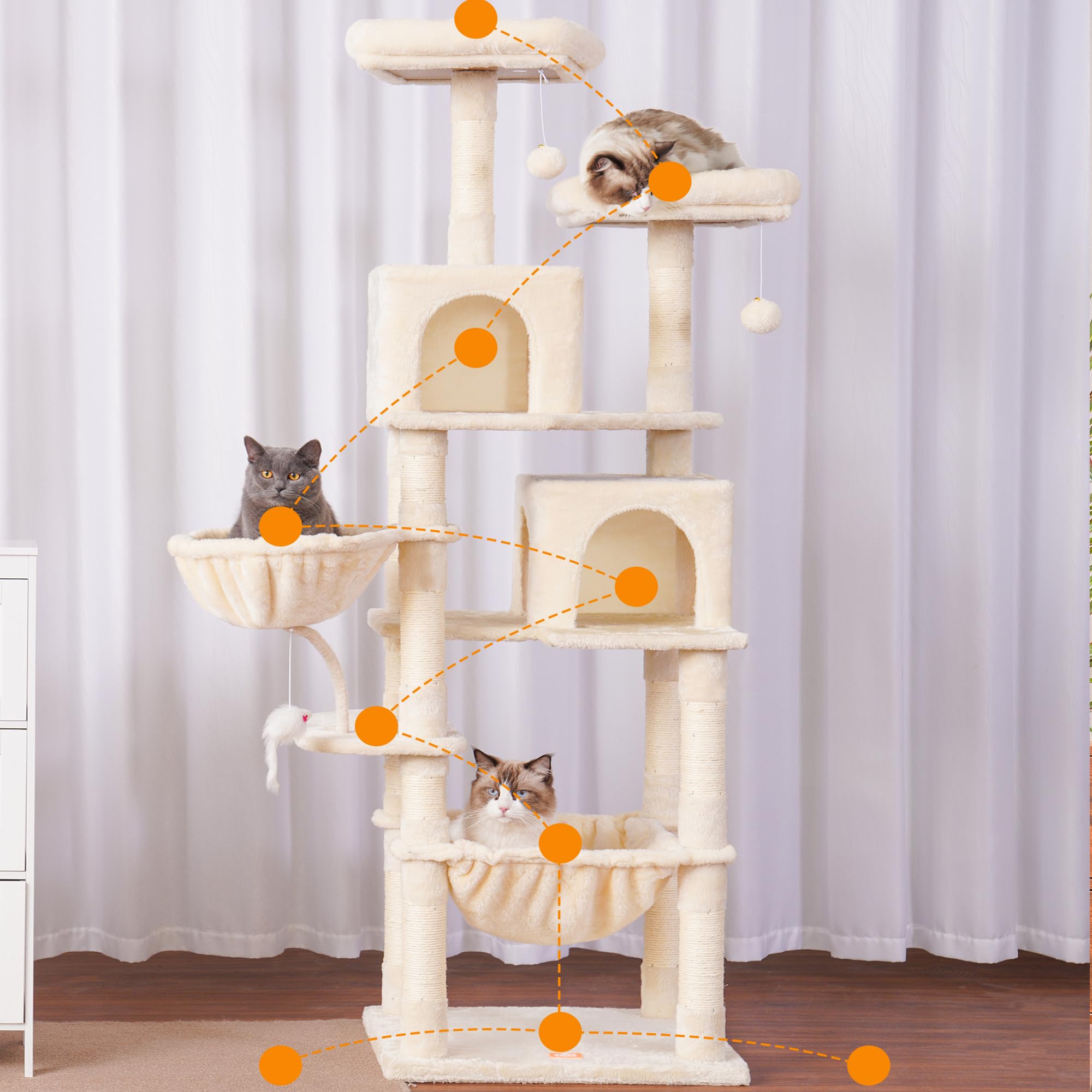 Heybly arbol-gatos-base-estable, base segura para juego activo.