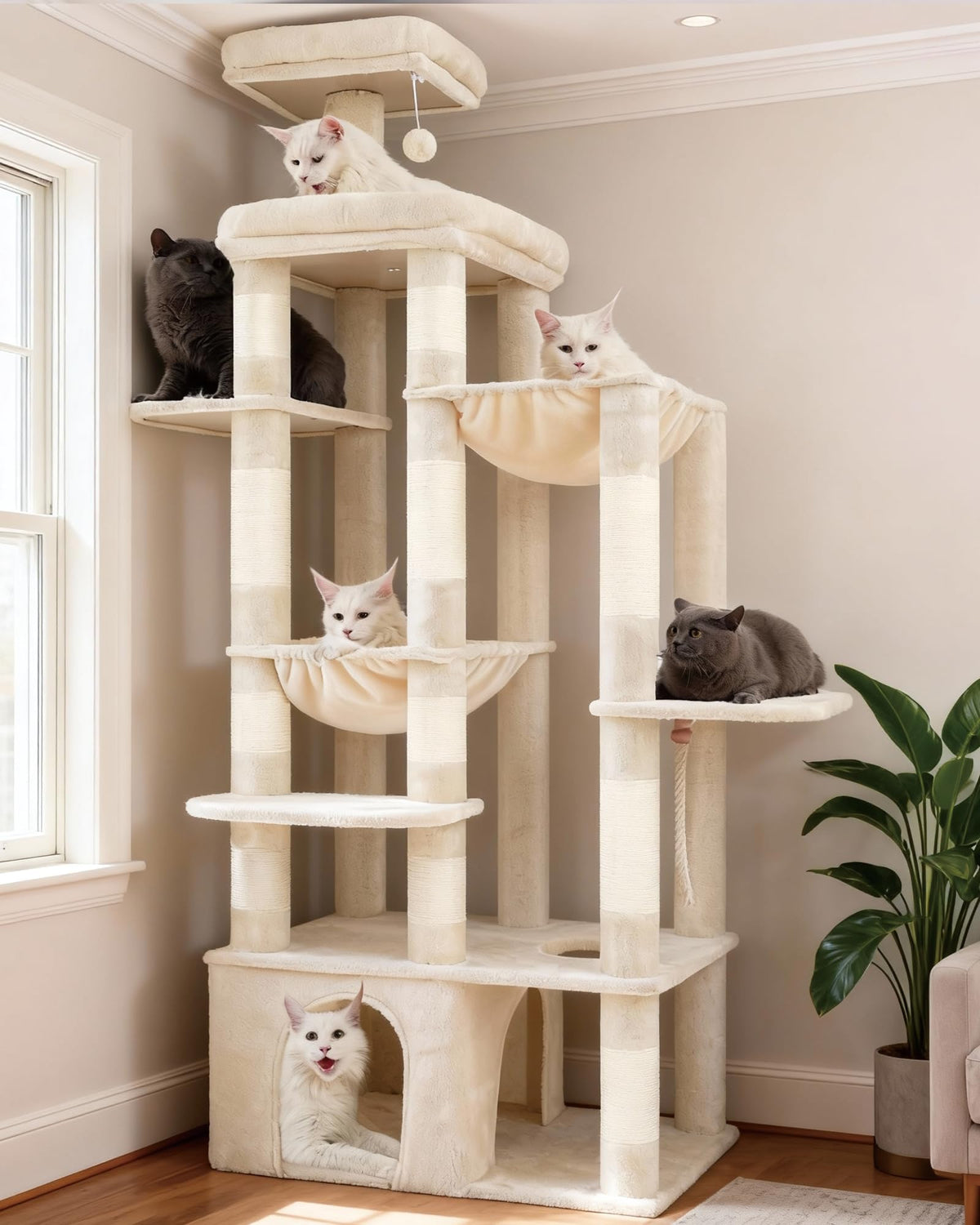 Heybly Arbol para Gatos: base grande para mayor estabilidad y seguridad.