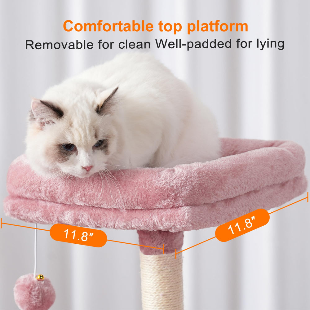 Heybly arbol gatos: bola de peluche con campana para interacción suave.