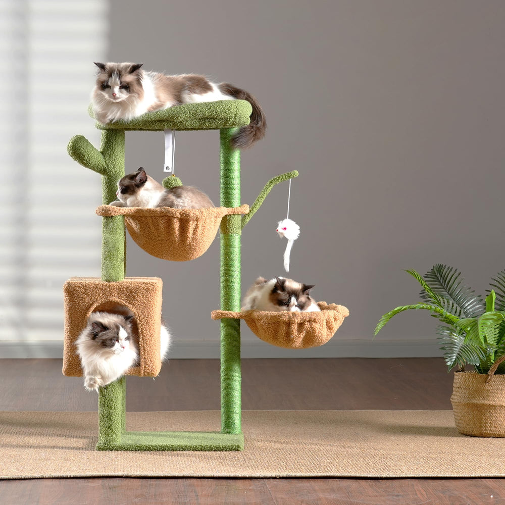 Heybly Arbol Gatos Cactus Altura 39,4 pulgadas: torre alta para juego y exploración.