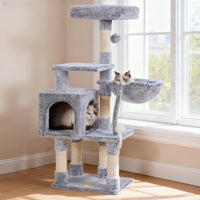 Heybly arbol gatos con juguete para juego seguro y entretenido.
