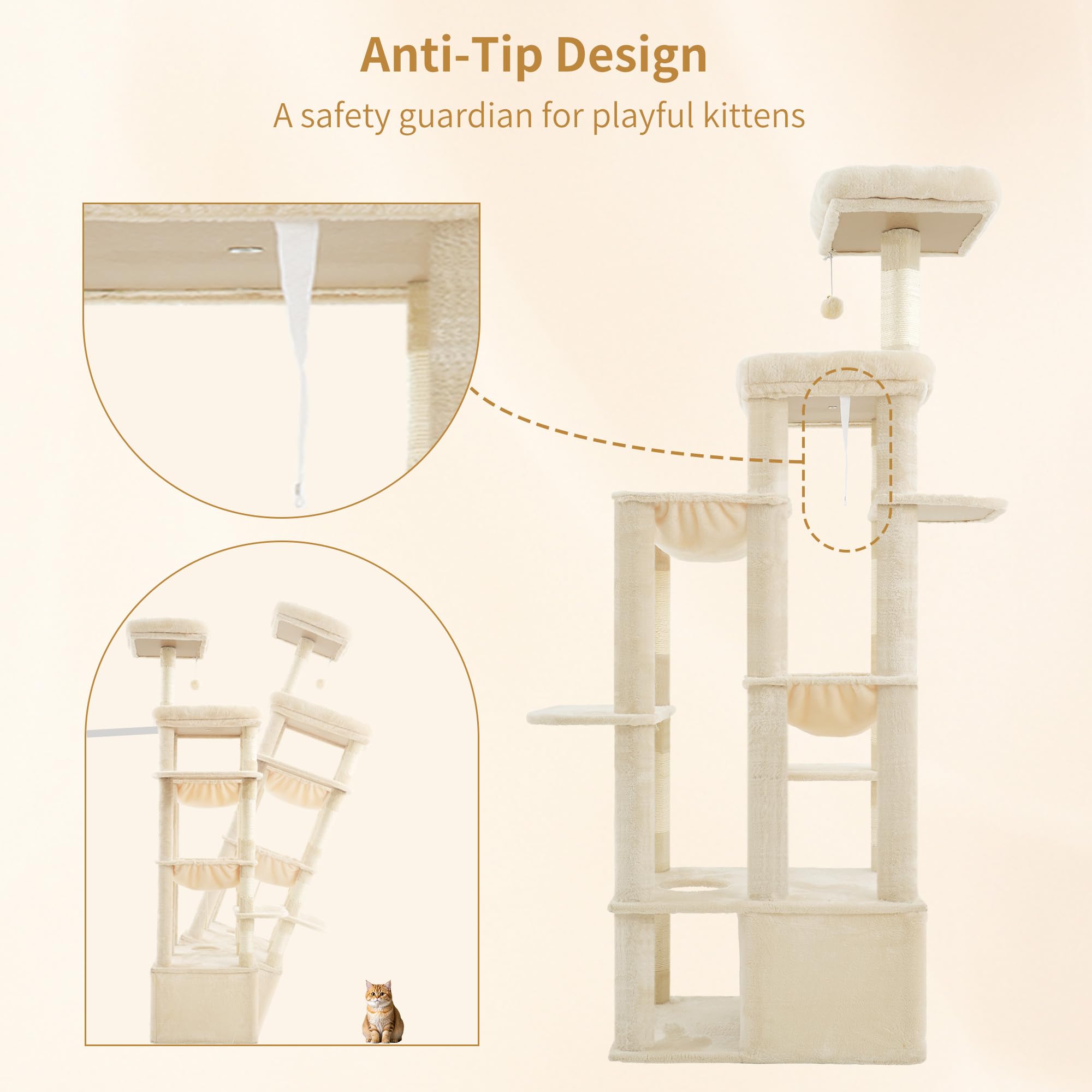 Heybly Arbol para Gatos: diseño estable que mejora la experiencia de juego.