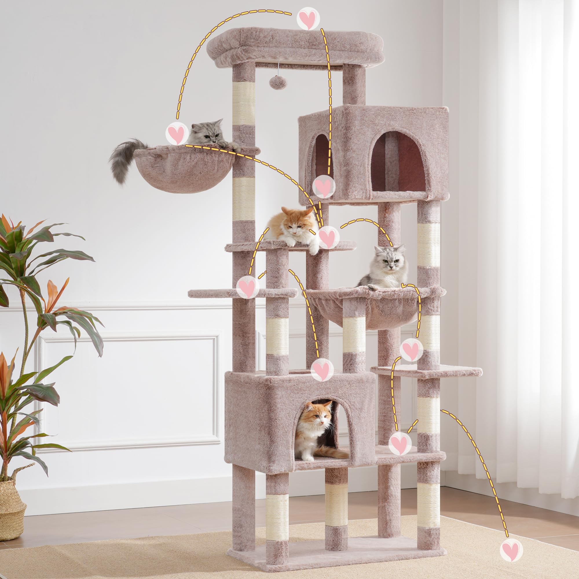 Heybly árbol-gatos ensamblaje fácil con guía clara
