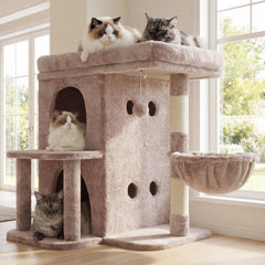 Heybly Arbol para Gatos: Percha superior amplia para gatos grandes, descanso cómodo junto a la ventana.